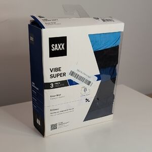 Saxx Vibe Super Boxer Briefs 3 Pack in Blue and Black Men's XXL